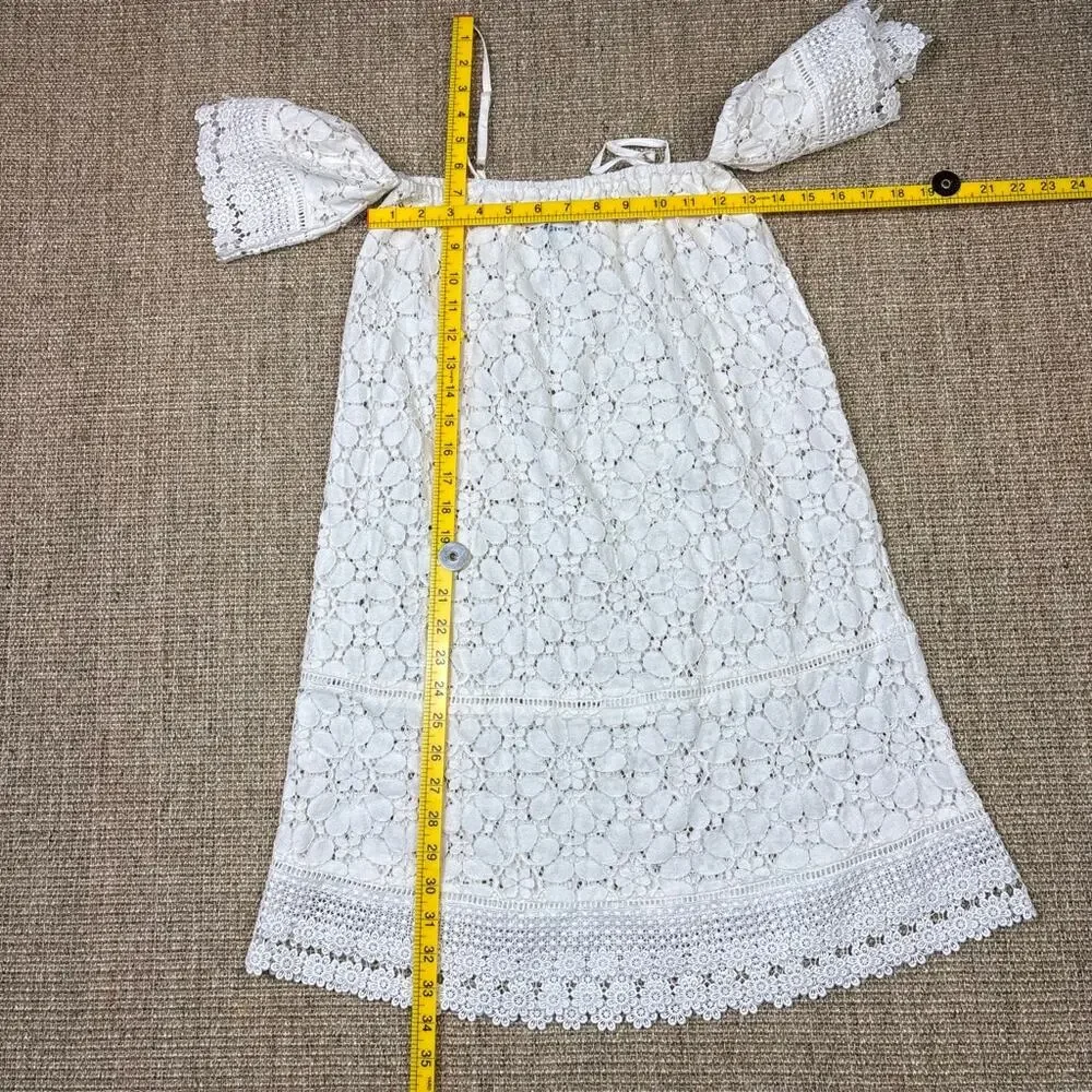 🌊🤍 Solitaire Swim Crochet Lace Cover-Up Dress | Small | White